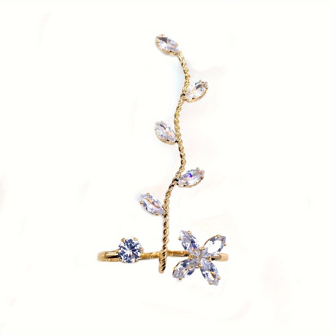 Elegant crystal floral toe ring with vine design, part of the Shai Valley Global Collection