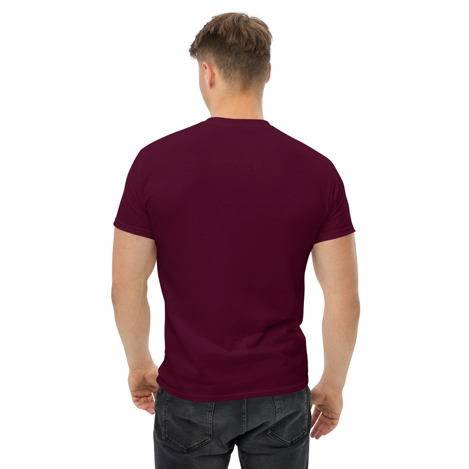 unisex-classic-tee-maroon-front-6837545dd9516