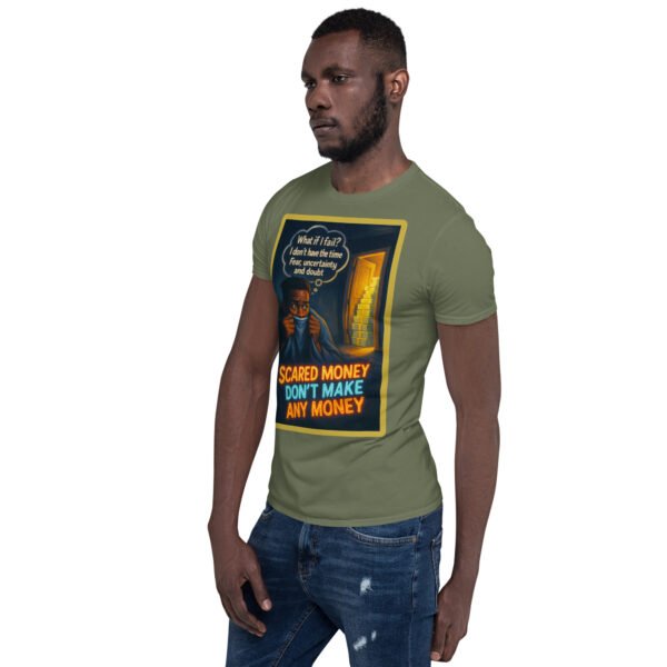 “Scared Money Don’t Make Any Money” Tee 81 unisex basic softstyle t shirt military green left front 684ee3a077619