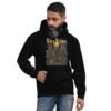 Black hoodie with golden “King Reigns” graphic featuring skeletons playing golf in a dramatic scene.
