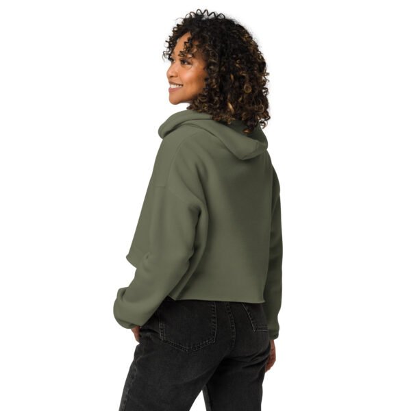 womens cropped hoodie military green back 685d312057e9b