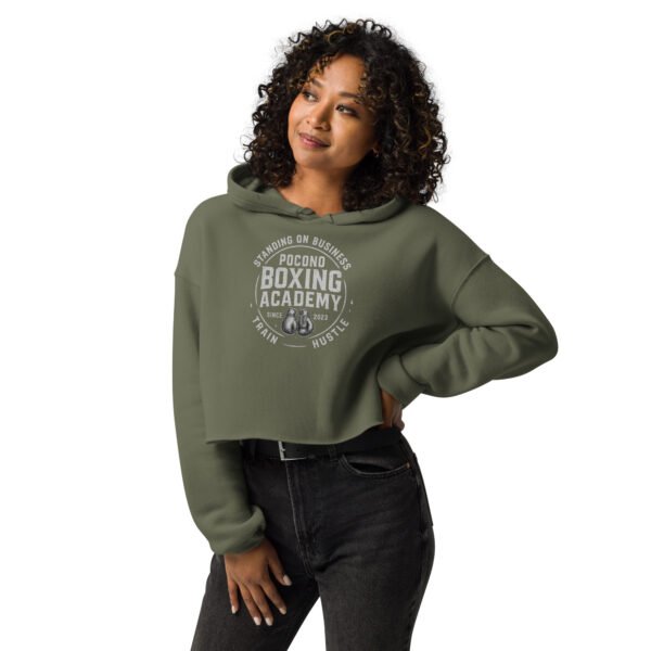 womens cropped hoodie military green front 685d31205764a