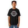 Youth black t-shirt with Pocono Boxing Academy “Standing on Business” circular logo design