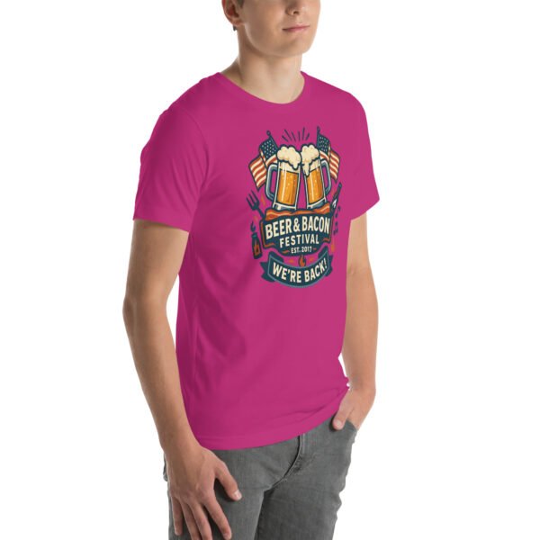 Beer & Bacon Festival 69 unisex staple t shirt berry right front 68685fd4140fd