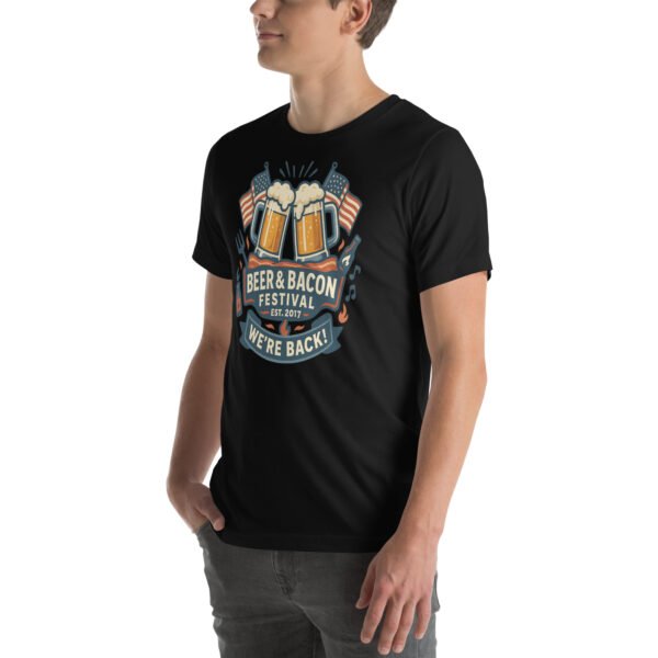 Beer & Bacon Festival 60 unisex staple t shirt black left front 68685fd3effdd