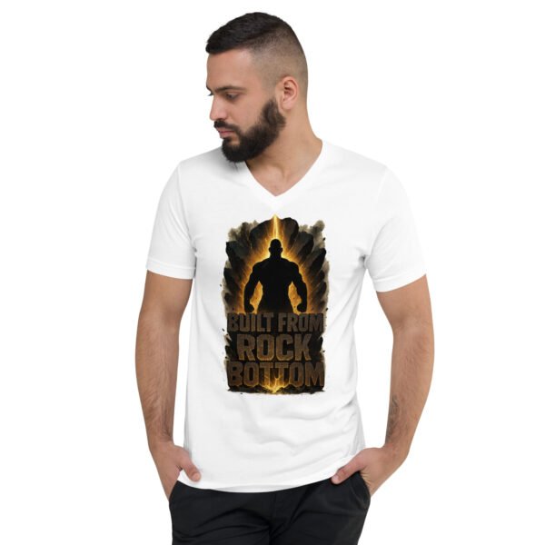 unisex v neck tee white front 689a706aea555