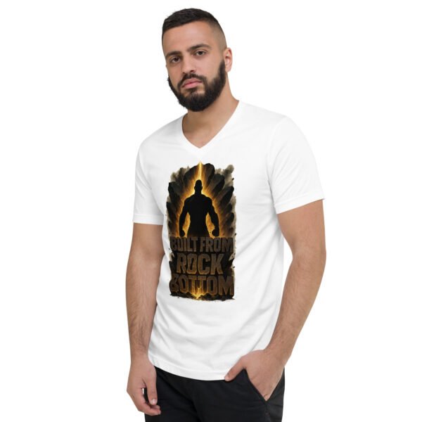 unisex v neck tee white left front 689a706aeb4a1