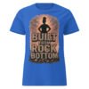 Royal blue women’s motivational t-shirt with bold “Built From Rock Bottom” design – Shai Valley