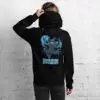 Back view of black Hocus Pocus Fantasy Football Hoodie with teal wizard design – Shai Valley