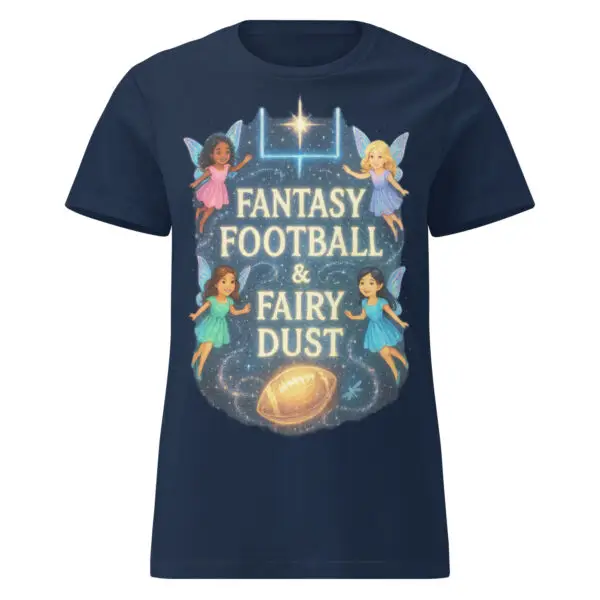 Fantasy Football & Fairy Dust women’s Navy t-shirt with fairies