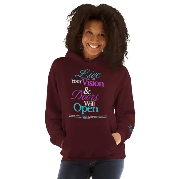 Live Your Vision Motivational Hoodie | By Shai Valley 15 unisex heavy blend hoodie maroon front 693b4fb4ea9b0