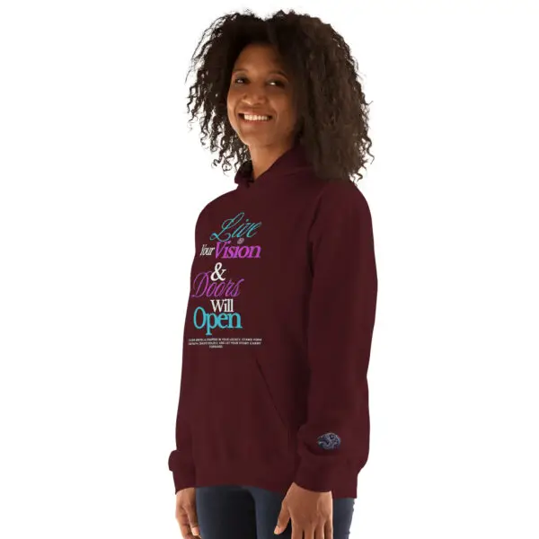 Live Your Vision Motivational Hoodie | By Shai Valley 18 unisex heavy blend hoodie maroon left front 693b4fb5024bd