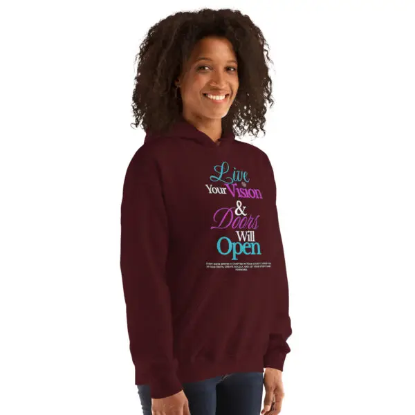 Live Your Vision Motivational Hoodie | By Shai Valley 20 unisex heavy blend hoodie maroon right front 693b4fb50c0d4