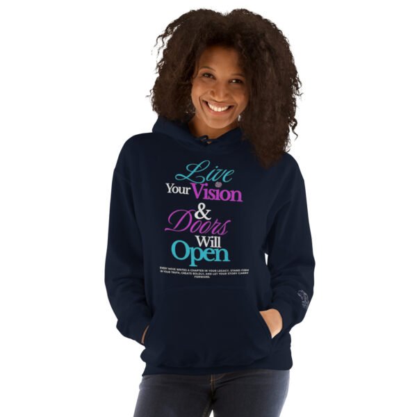 Live Your Vision Motivational Hoodie | By Shai Valley 8 Live Your Vision Hoodie by Shai Valley front view motivational hoodie for women