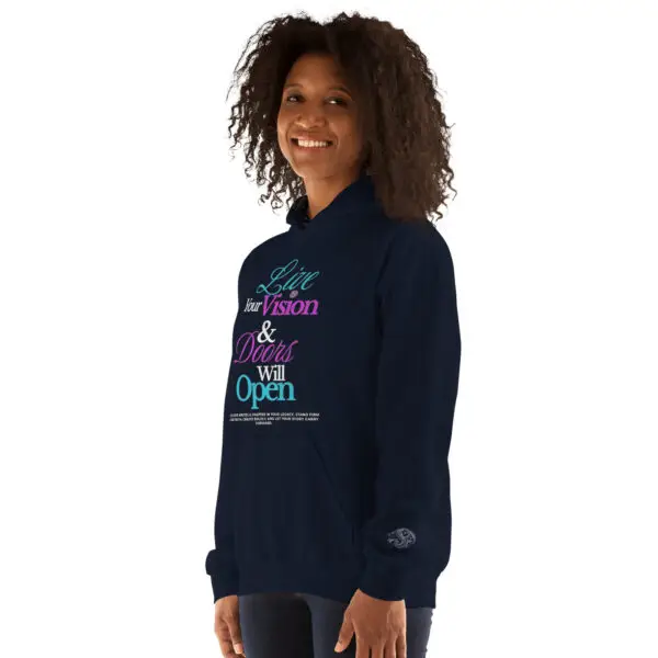 Live Your Vision Motivational Hoodie | By Shai Valley 11 unisex heavy blend hoodie navy left front 693b4fb4df5ae