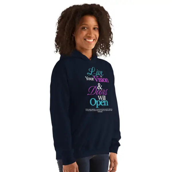 Live Your Vision Motivational Hoodie | By Shai Valley 13 unisex heavy blend hoodie navy right front 693b4fb4e3f87