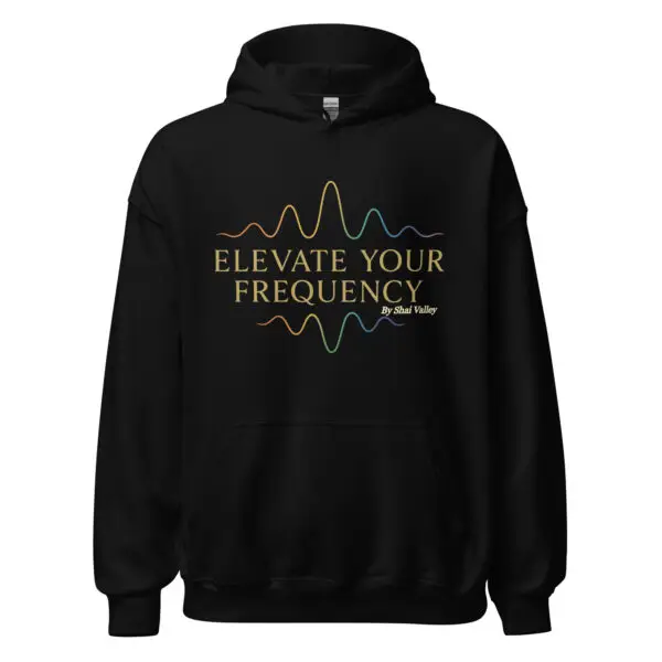 Shai Valley | Elevate Your Frequency Hoodie 6 unisex heavy blend hoodie black front 695bf567327ab