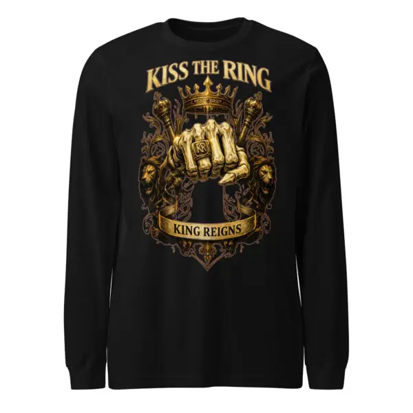 Kiss the Ring Long Sleeve Tee | King Reigns by Shai Valley 1 unisex long sleeve tee black front 697e617d8a17c