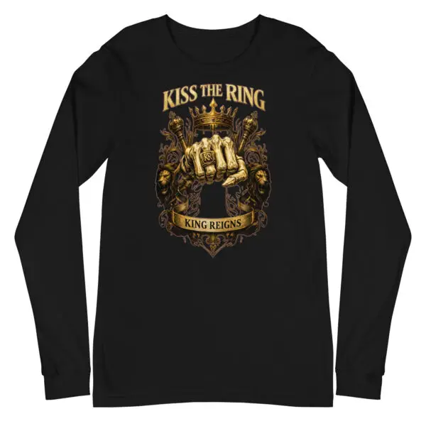 Kiss the Ring Long Sleeve Tee | King Reigns by Shai Valley 3 unisex long sleeve tee black front 697e617d8b7ea