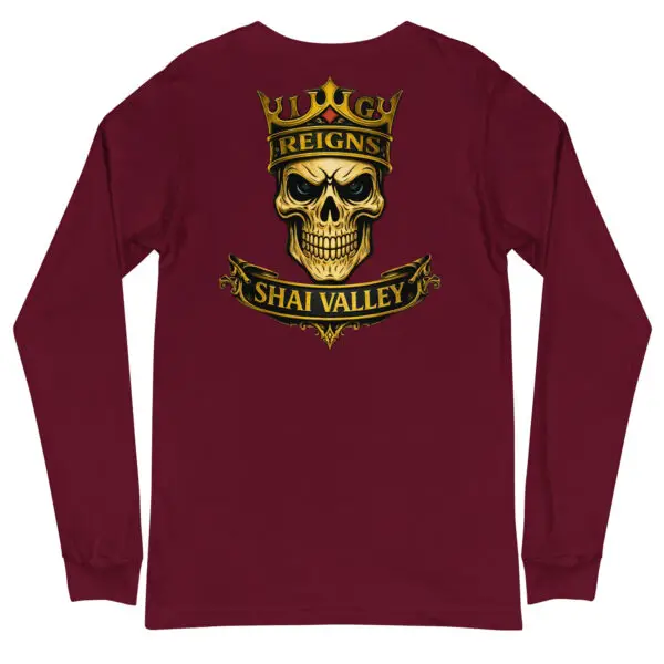 Kiss the Ring Long Sleeve Tee | King Reigns by Shai Valley 4 unisex long sleeve tee maroon back 697e617d8bffc