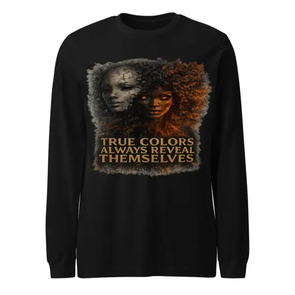 True Colors Women’s Long Sleeve Tee | Shai Valley 2 unisex long sleeve tee black front 699669554fd23