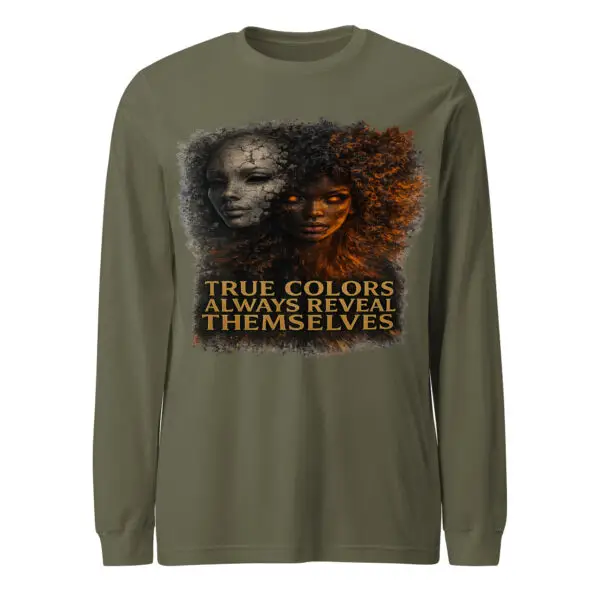 True Colors Women’s Long Sleeve Tee | Shai Valley 6 unisex long sleeve tee military green front 6996695551efc