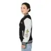 Queen Reigns varsity letterman jacket side view by Shai Valley womens streetwear