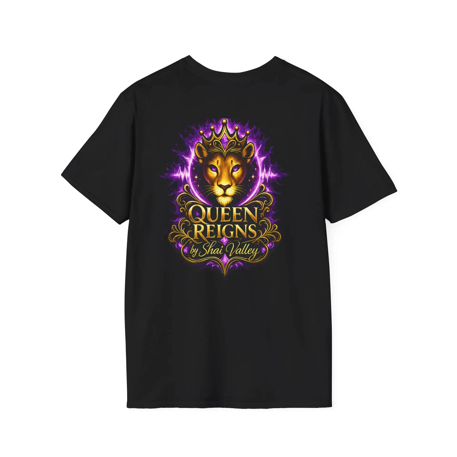 Queen Reigns gold script graphic shirt by Shai Valley luxury streetwear