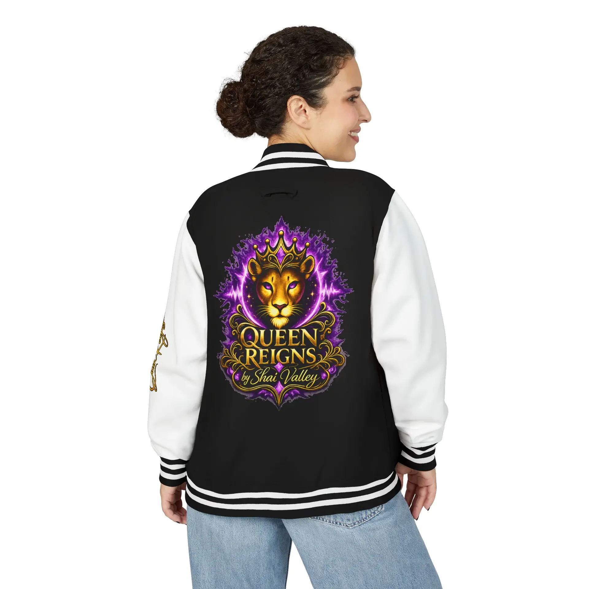 Queen Reigns Letterman Jacket by Shai Valley womens varsity streetwear