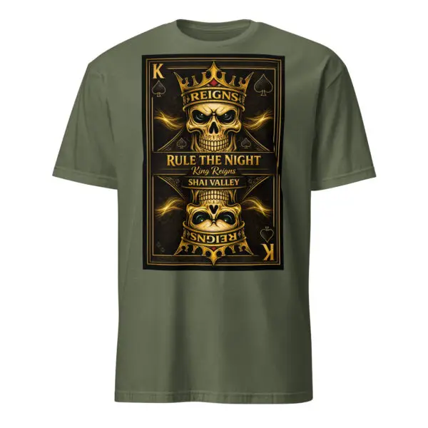 King Reigns skull playing card t shirt gold black Shai Valley