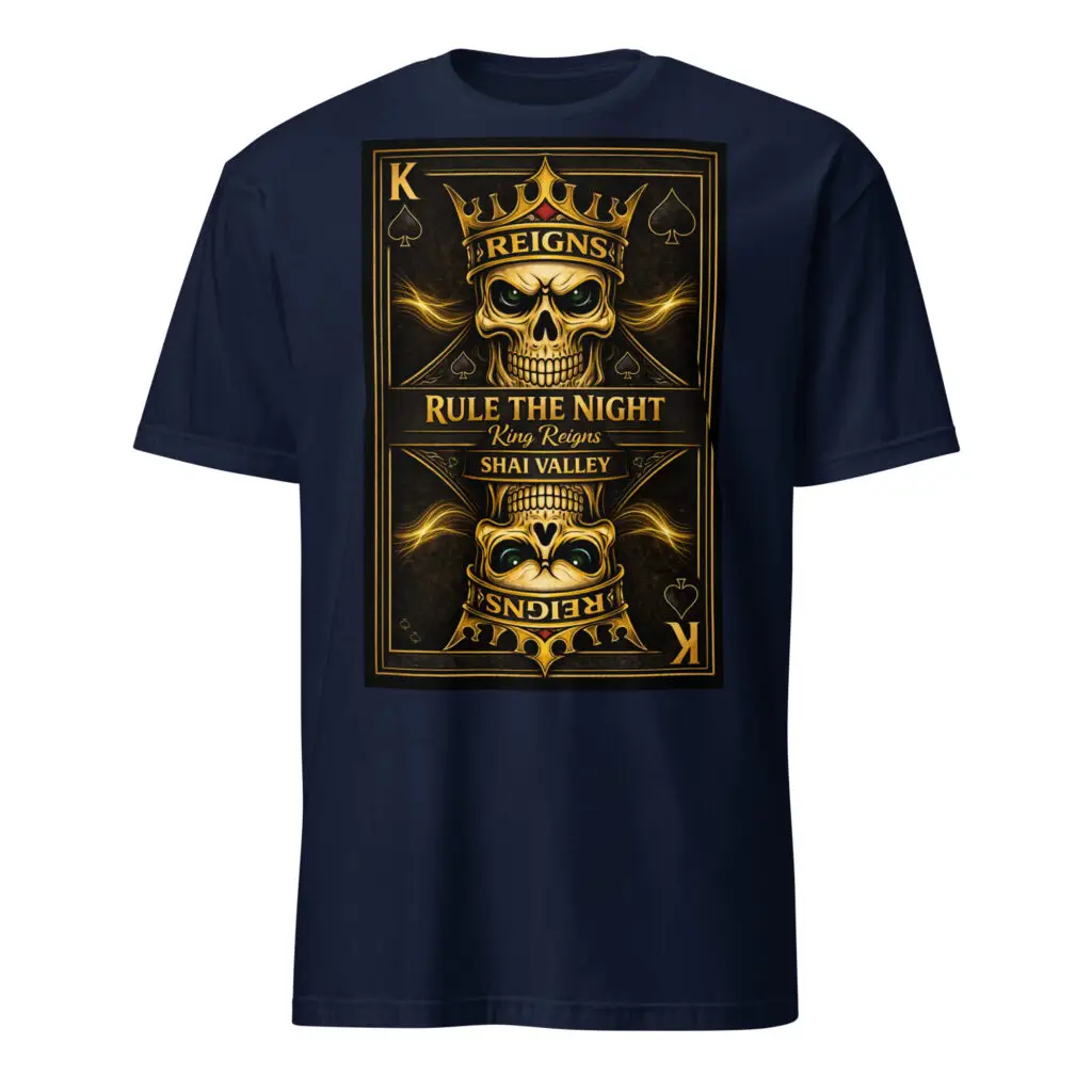King Reigns skull playing card t shirt gold black Shai Valley
