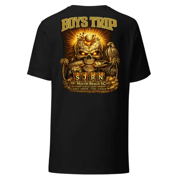 Boys Trip 2026 Myrtle Beach Edition Tee | King Reigns 26 unisex staple t shirt black back 69cb24f0651f9