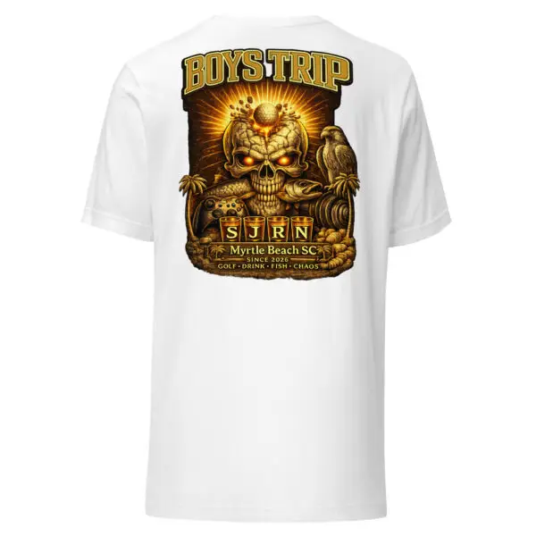 Boys Trip 2026 Myrtle Beach Edition Tee | King Reigns 36 unisex staple t shirt white back 69cb24f0656c4