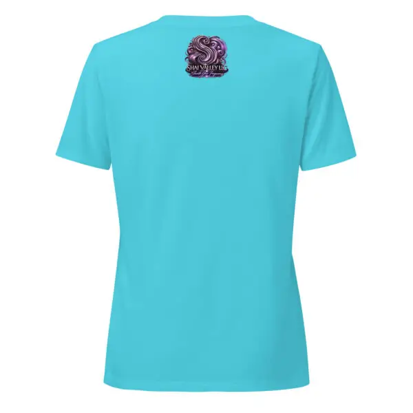 Checkmate Graphic Tee | Shai Valley 20 Turquoise womens V neck shirt back view with Shai Valley logo label Queen Reigns Checkmate graphic tee