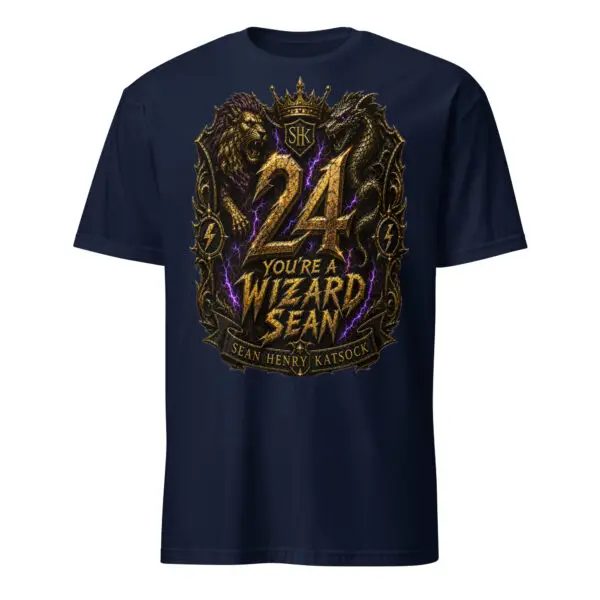 24 • You're a Wizard, Sean 17 unisex basic softstyle t shirt navy front 6a21f85fe5018